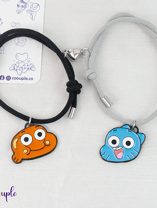 Pulseras lazo ajustable con imán Gumball y Darwin para parejas y amigos