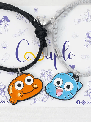 Pulseras lazo ajustable con imán Gumball y Darwin para parejas y amigos