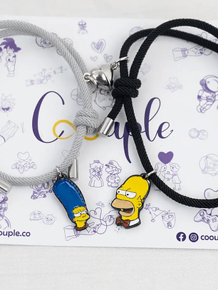 Pulseras lazo ajustable con imán de Marge y Homero simpson para parejas