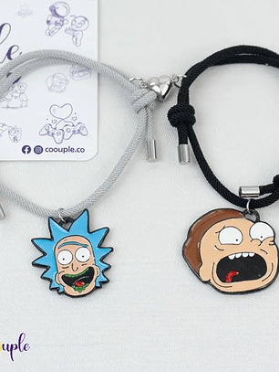 Pulseras lazo ajustable con imán de Rick and Morty para parejas y amigos