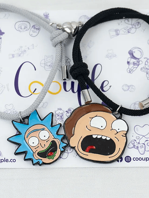 Pulseras lazo ajustable con imán de Rick and Morty para parejas y amigos