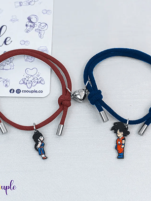 Pulseras lazo ajustable con imán de Goku y Milk para parejas
