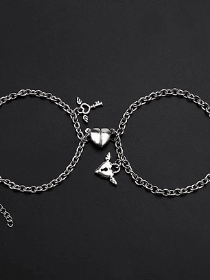 Pulsera magnética en forma de corazón para parejas dije de corazón y llave