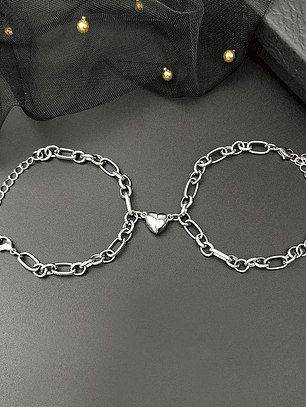 Pulseras de acero inoxidable magnética imán de corazón para pareja
