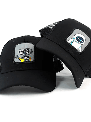 Gorras negras en malla Wall-E y Eva para parejas y amigos