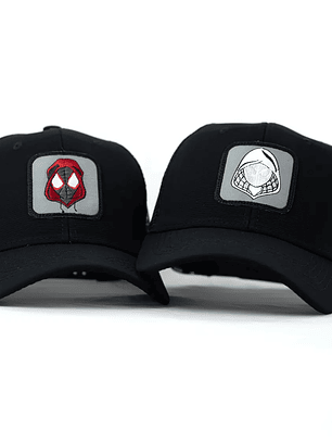 Gorras negras en malla Spiderman y Spider Ghost para parejas