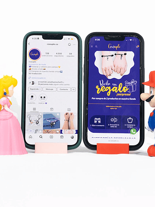 Soportes para celular en impresión 3D Mario y Peach para parejas y amigos