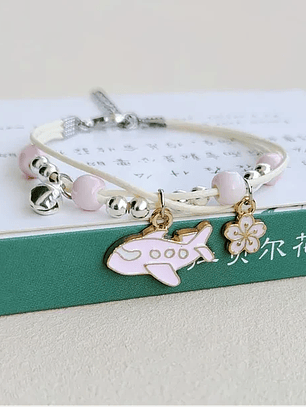 Pulseras lazo ajustable de avión para parejas y amigas bff