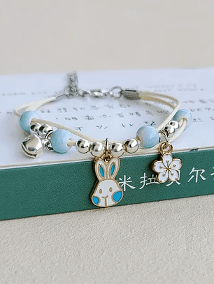 Pulseras lazo ajustable de conejo para parejas y amigas bff