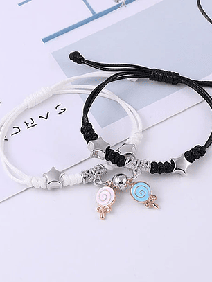 Pulseras lazo ajustable con imán, dije de paletas para parejas y amigos BFF 