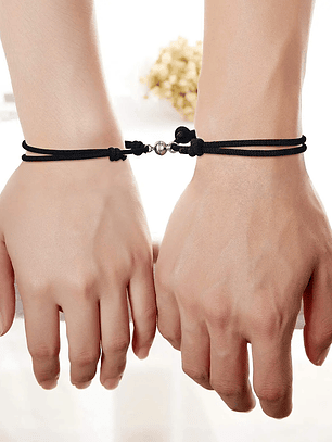 Pulseras lazo ajustable con imán de punto para parejas y mejores amigos BFF
