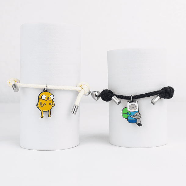 Pulseras lazo ajustable con imán de Finn y Jake para parejas 3