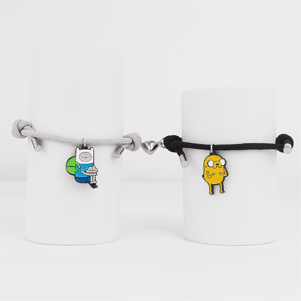 Pulseras lazo ajustable con imán de Finn y Jake para parejas 4