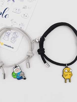 Pulseras lazo ajustable con imán de Finn y Jake para parejas