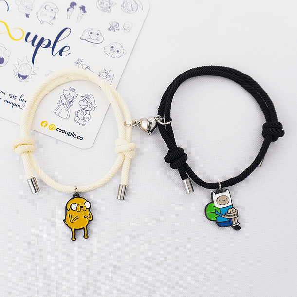 Pulseras lazo ajustable con imán de Finn y Jake para parejas 2