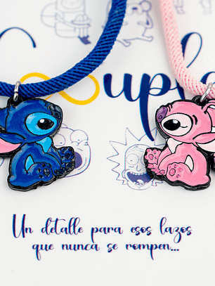 Pulseras lazo ajustable con imán de Stitch rosa y azul para parejas