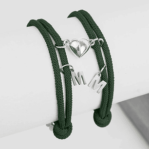 Pulseras personalizadas con iniciales, lazo ajustable, dije magnético para parejas y mejores amigos BFF