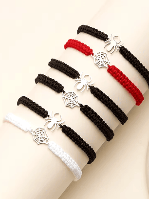 Pulsera trenzada de araña para mujeres y hombres, pulsera ajustable para parejas spider man