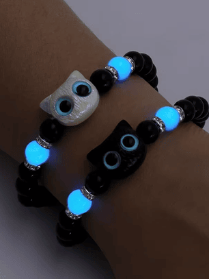 Pulseras para parejas luminosas de gato ojo grande de colores para hombre y mujer amigas bff