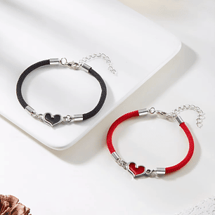 Pulseras luminosas lazo trenzado para parejas con dije de corazón 