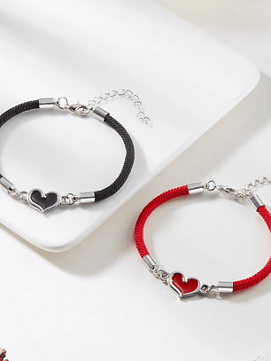 Pulseras luminosas lazo trenzado para parejas con dije de corazón 