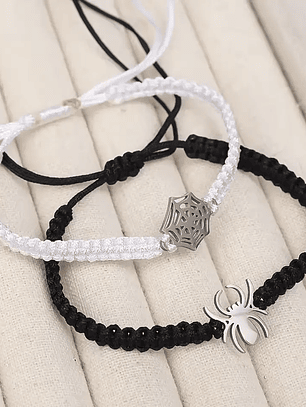 Pulsera trenzada de araña para mujeres y hombres, pulsera ajustable para parejas spider man