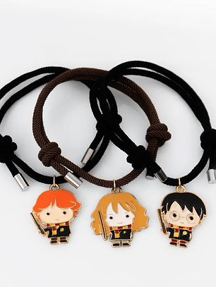 Pulseras lazo ajustable de Hermione, Ron y Harry Potter para amigos BFF