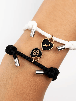 Pulseras lazo ajustable con imán, signos zodiacales para parejas