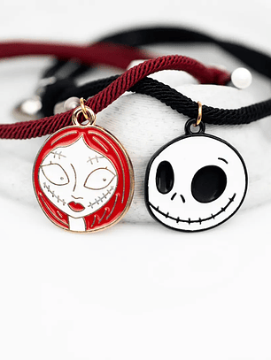 Pulseras lazo ajustable con imán de Jack y Sally para parejas 