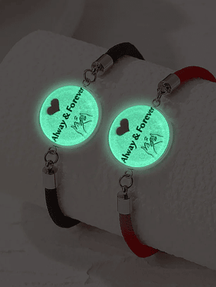 Pulseras románticas para parejas luminosas de acero inoxidable Always & Forever