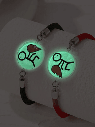Pulseras románticas para parejas luminosas de acero inoxidable Parejas y corazón 