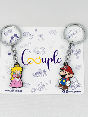 Llaveros de Mario y Princesa Peach para parejas 