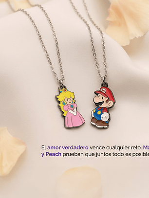 Collares Mario Bros y Princesa Peach para parejas y amigos