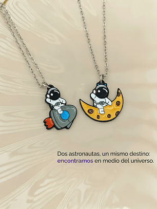 Collares astronautas luna cohete para parejas y amigos