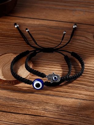 Pulseras de la suerte ojo turco para parejas y amigos bff de 2 piezas