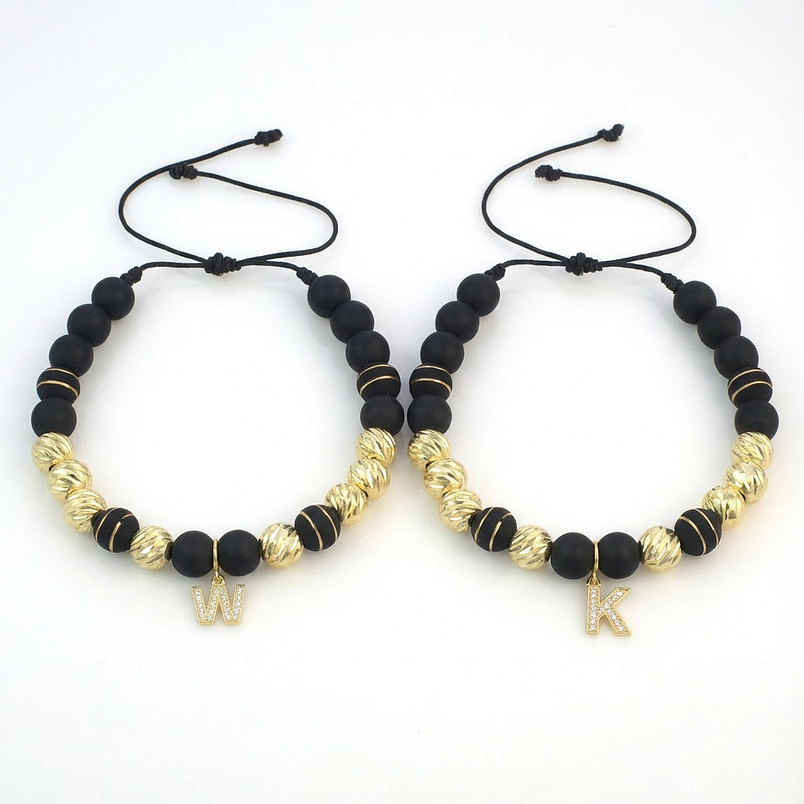 Pulseras de neopreno para parejas con letras personalizables en circón  6