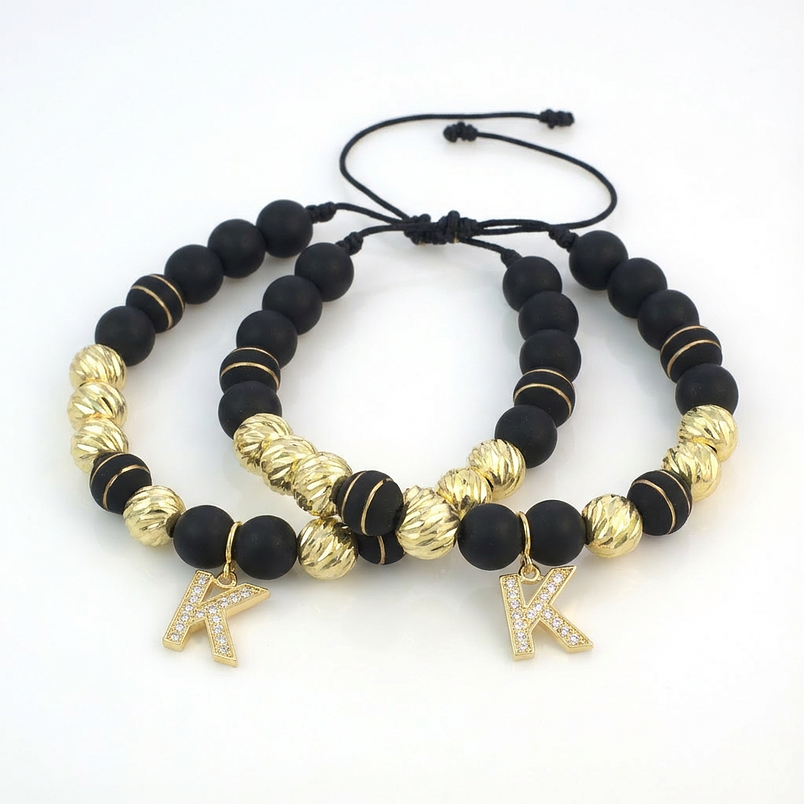 Pulseras de neopreno para parejas con letras personalizables en circón  2