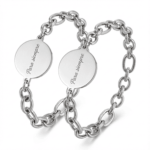 Pulseras parejas con grabado laser en acero inoxidable inicial o frase 