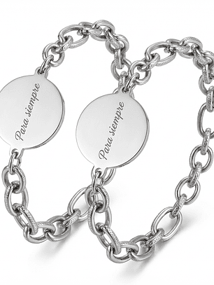 Pulseras parejas con grabado laser en acero inoxidable inicial o frase 