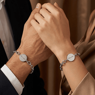 Pulseras parejas con grabado laser en acero inoxidable inicial o frase 
