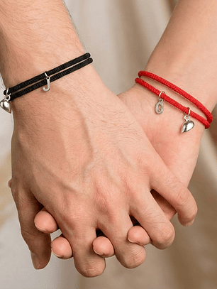 Pulseras personalizadas con iniciales, lazo ajustable, dije magnético para parejas y mejores amigos BFF