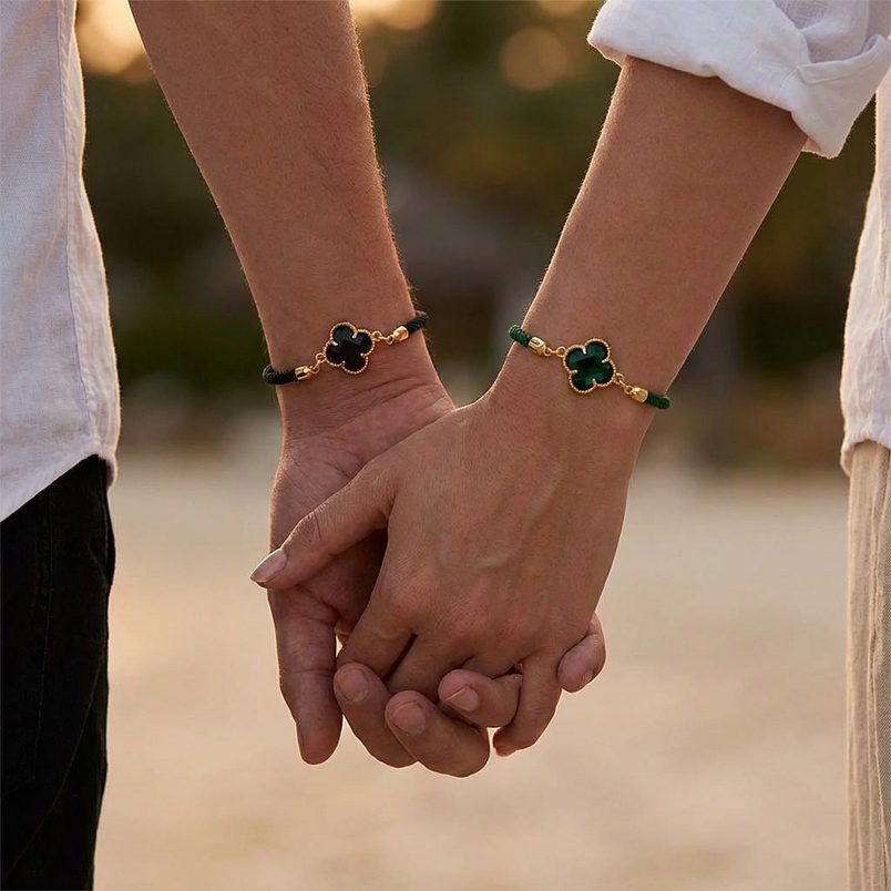 Pulseras perzonalizadas para pareja forma de trebol / Aura 3