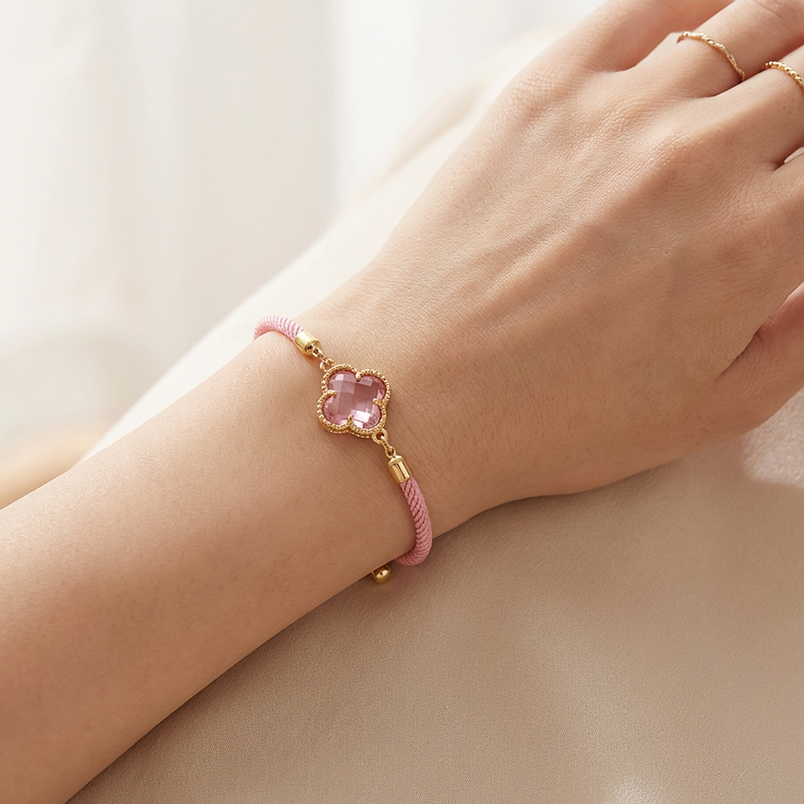 Pulseras perzonalizadas para pareja forma de trebol / Aura 15