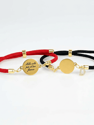 Pulseras parejas con grabado laser frase más inicial de circón