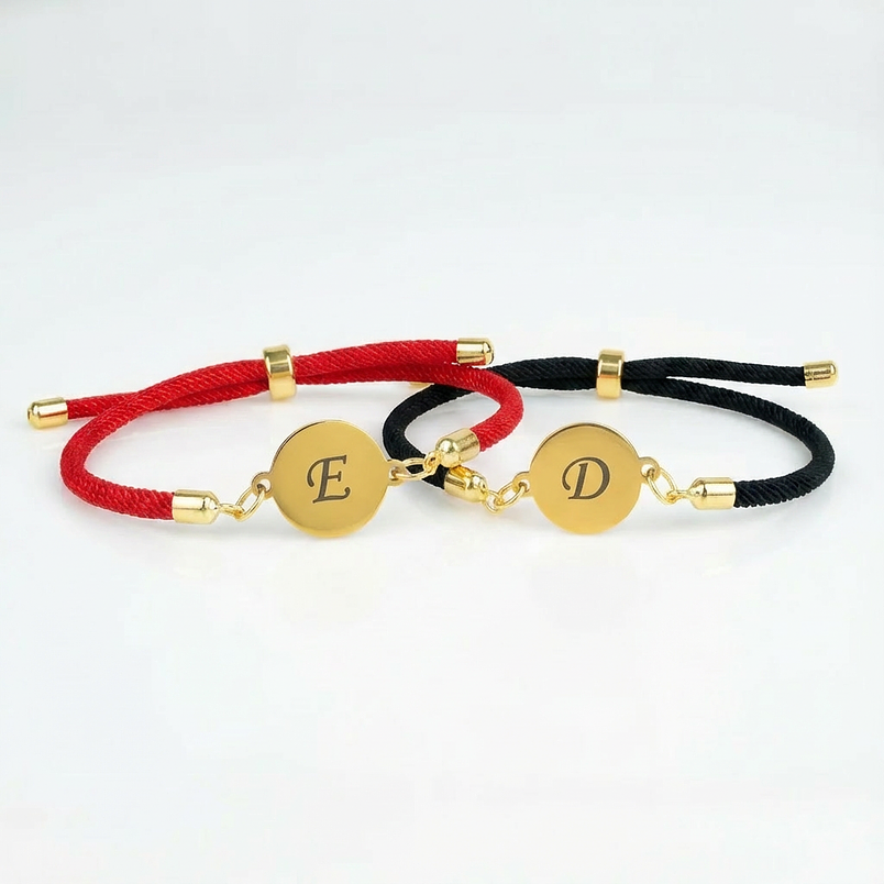 Pulseras parejas con grabado laser frase o inicial 1