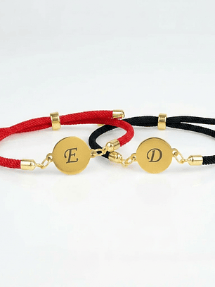 Pulseras parejas con grabado laser frase o inicial