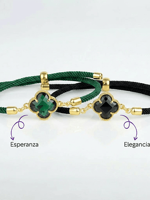 Pulseras perzonalizadas para pareja forma de trebol / Aura