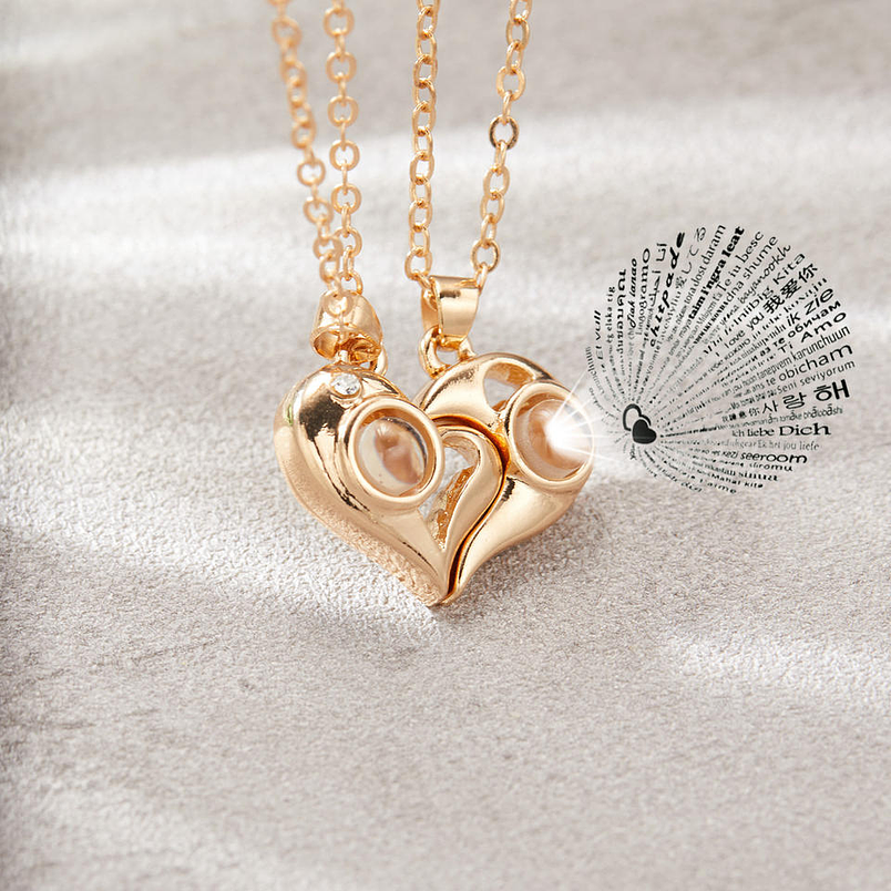 Collares para parejas corazón con poyector de 100 idiomas / AURA  1