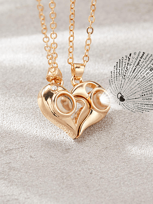 Collares para parejas corazón con poyector de 100 idiomas / AURA 