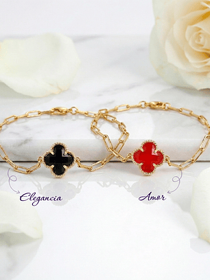 Pulsera para parejas de Trébol en Acero Inoxidable / aura